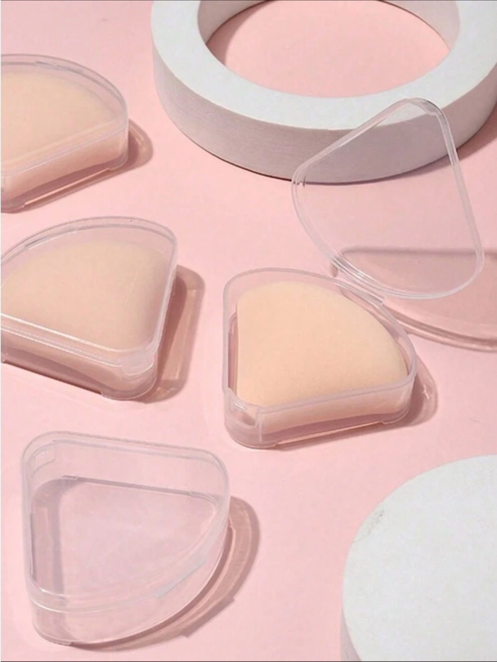 SHEIN Beauty 2pc Cosmetic Powder Puff Clear Storage Box